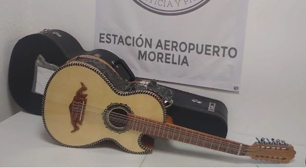 GN detecta y decomisa metanfetamina oculta en una guitarra en Morelia Michoacán