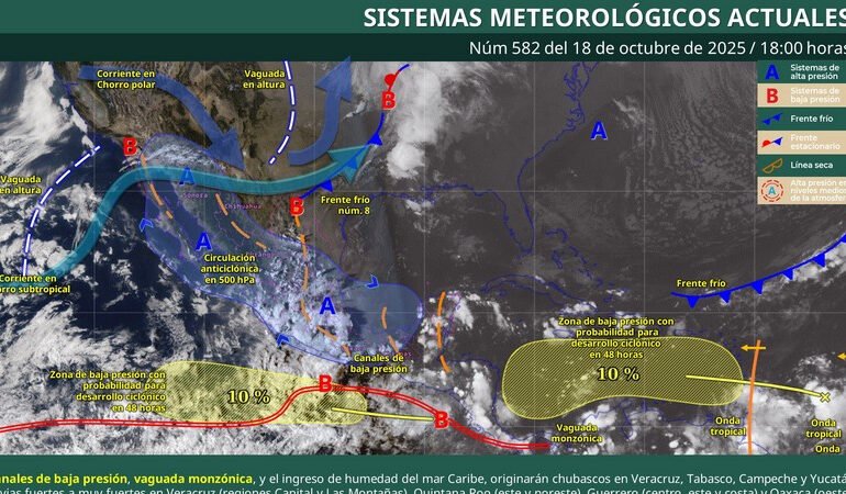 Tormentas intensas azotan al sur de México: Puebla, Guerrero, Oaxaca y Chiapas bajo la mira del clima extremo